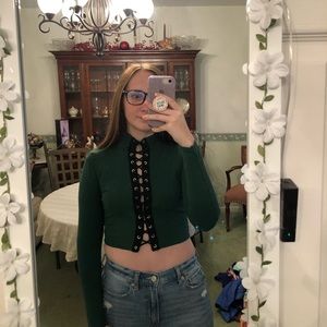 PrettyLittleThing lace up mock neck crop top